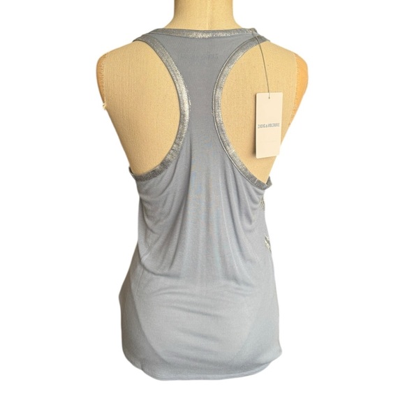 NWT Zadig & Voltaire Ander Foil Racerback Tank - Horizon Blue Small - Picture 6 of 9